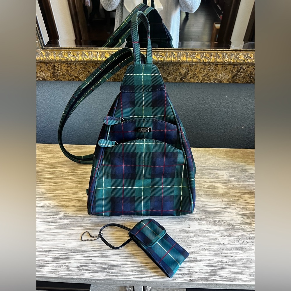 🟣LIKE NEW!!! Preston & York Green Plaid Backpack/Slingbag Combo FINAL PRICE🟣